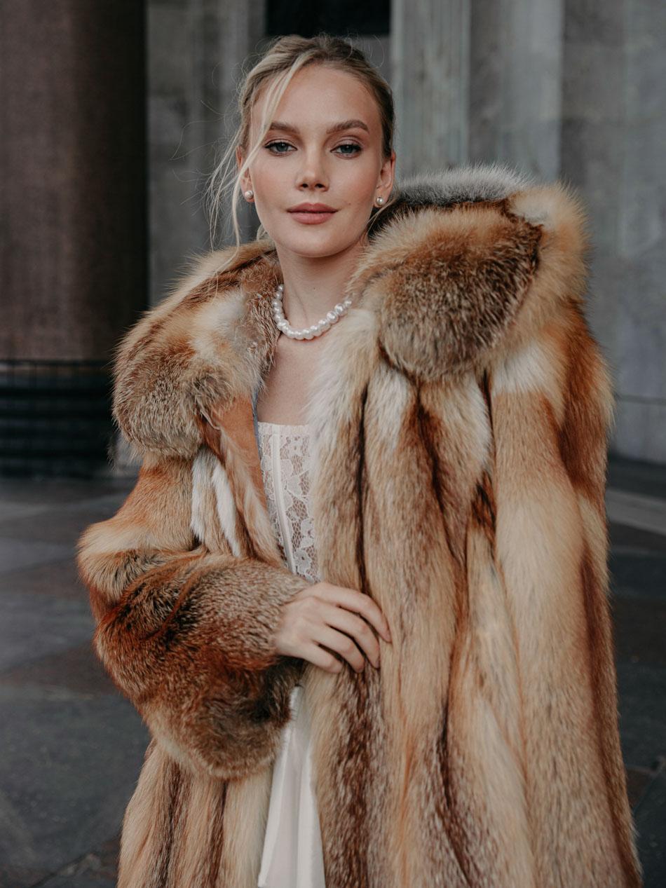 Шуба из премиального меха лисицы огневки от SG brand 